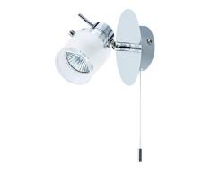 Briloner Leuchten Bad-Wandleuchte, Wandlampe, Wandstrahler, 1 x GU10, 35W, 220lm, dimmbar, inkl. Zugschalter, Spotkopf dreh- und schwenkbar Glas teilmattiert mit klarem Rand, chrom 2134-018