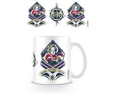 Captain Marvel Tasse Higher Further Faster weiß, bedruckt, aus Keramik, Fassungsvermögen ca. 320ml, in Geschenkkarton.