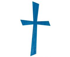 Rayher 31612374 Wachsmotiv Kreuz, azurblau, 10,5 x 5,5 cm, 1 Stück, zum Gestalten von Kerzen (Firmung, Konfirmation, Taufe, Hochzeit etc.)