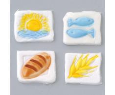 efco Spike Brot Fisch Sonne Wachs Dekoration in 4 Teile, weiß, 20 x 20 mm