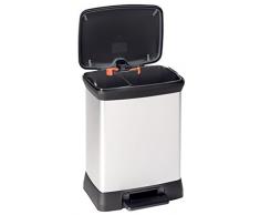 CURVER Deco Bin Abfallbehälter, Kunststoff, schwarz/Silber metallic, 30 L