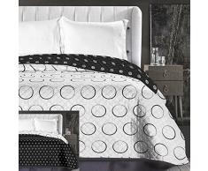 DecoKing 86254 Tagesdecke 170 x 210 cm schwarz weiß Bettüberwurf zweiseitig pflegeleicht gepunktet black white Hypnosis Collection Dark Night