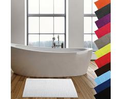 MSV Badteppich Badvorleger Duschvorleger Chenille Hochflor Badematte 40x60 cm - WeiÃ