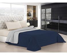 Elegant Q-1.5P Sommer Steppdecke dunkel blau/hell grau, 100% Mikrofaser, 220x270cm