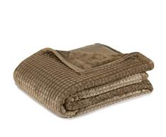 Gözze Wohn- und Kuscheldecke, Doppellagig verarbeitete Wendedecke, 150 x 200 cm, Cord-Karo, Taupe, 40146-71-150200