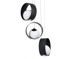EGLO Pendelleuchte Camargo, 3 flammige Hängelampe Modern, Elegant, Hängeleuchte aus Stahl und Glas in schwarz, weiß , Esstischlampe, Wohnzimmerlampe hängend mit E14 Fassung