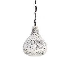Relaxdays Hängelampe orientalisch mit Patina Shabby Chic klein H x D: ca. 137,5 x 24 cm Tropfen Pendelleuchte mit feinem Blatt und Pflanzen Muster Pendellampe mit Industrial Design Metallkette, Tropfen