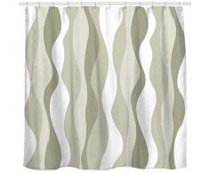 Sunlit Grün-Braun vertikale Wellen-Streifen Stoff Duschvorhang Wasserabweisend Bedruckt Badezimmer Vorhang Erdton