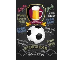 Sports Bar: Fußball, Football Pub Sign, Kneipe Schild, barschild, schwarz blechschild