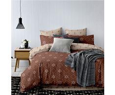 DecoKing Premium 92187 Bettwäsche 200x220 cm mit 2 Kissenbezügen 80x80 braun geometrisches Muster Bettbezüge Microfaser schoko beige cappuccino Hypnosis Snowy Night
