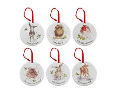 Wrendale von Royal Worcester Weihnachtsschmuck, 6 Stück, Mehrfarbig