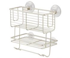 iDesign 24425EU Classico 2-stufiger Korb mit Saugnapf, 23 x 14 x 22 cm, satiniert, Stahl