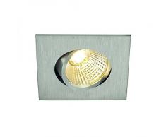 SLV LED Deckeneinbaustrahler NEW TRIA 45 I eckig, single, CS, Clipfedern, matt Aluminium, IP44, Einbauleuchte, Deckenstrahler, Deckenleuchte, schwenkbare Deckeneinbauleuchte, Indoor
