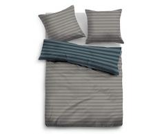 TOM TAILOR 0009937 Flanell Bettwäsche Garnitur mit Kopfkissenbezug (Baumwolle) 1x 155x220 cm + 1x 80x80 cm, Jeans