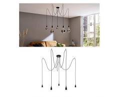 Paulmann 50389 Neordic Pendelleuchte Ketil 5-flammig Spinne max. 5x20 Watt Hängelampe Schwarz Deckenlampe Silikon, Metall Hängeleuchte E27