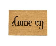 Relaxdays Kokos Spruch Come IN/GO Away 40 x 60 Kokosmatte mit Rutschfester PVC Unterlage Fußmatte, Stoff, Natur, 40 x 60 x 1.5 cm
