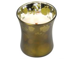 Woodwick Apfelkorb Duftkerze im Glas matt mit Apfelmuster dekoriert 275 g, grün/weiß, 9.8 x 9.8 x 11.9 cm