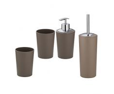 Kela Badset Marta, 4-tlg., 1 Seifenspender/ 2 Becher/ 1 WC-Garnitur, Kunststoff, 390214, Taupe