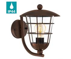 EGLO Außen-Wandlampe Pulfero, 1 flammige Außenleuchte, Wandleuchte aus verzinktem Stahl und Kunststoff, Farbe: Braun, Fassung: E27, IP44