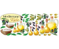 Graz Design 771043_150x57 Wandsticker Set Küche Mediterrane Küche mit Oliven und Ãlen