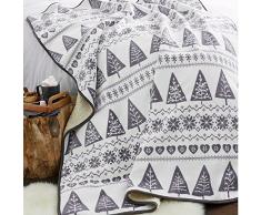 Catherine Lansfield Überwurf, Motiv Nordische Bäume, Grau