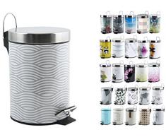 MSV Kosmetikeimer Wave Grau Mülleimer Treteimer Abfalleimer - 3 Liter – mit Herausnehmbaren Inneneimer