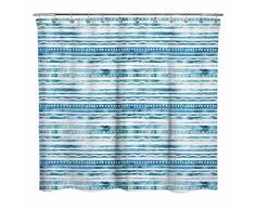 Sunlit Duschvorhang mit Sonnenlicht-Design, Blau mit Wasserstreifen, modernes Bohemian-Stil, Badezimmer-Dekoration, Vorhänge