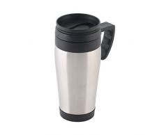 axentia Coffee to go Reise-Becher Edelstahl – Kaffeebecher Travel Mug 400ml - Isolierbecher mit Griff dicht & auslaufsicher
