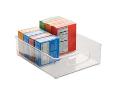 iDesign Aufbewahrungsbox für die Küche, groÃer Küchen Organizer aus Kunststoff, offene Kühlschrankbox mit Griffen, durchsichtig