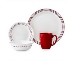 Corelle 3233 Tafelservice aus Glas, Blau/Rot