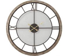 Kare Design Wanduhr Village, Ø121 cm, edle Wanduhr mit Massivholzrahmen in großer Ausführung, ideal für das Wohnzimmer