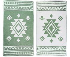 Handgewebtes türkisches Handtuch, 100 % Baumwolle, Uxmal, 94 x 178 cm, Waldgrün