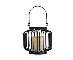 Pauleen Lantern Passion LED Kerze Flackereffekt warmweiß Outdoor Laterne Deko Schwarz Weiß IP44 spritzwassergeschützt Stoff/Glas für Garten und Balkon 48014, Metall
