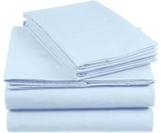 AmazonBasics Everyday Bettwäscheset aus 100% Baumwolle, Blau 140x200cm & 2 Kissenbezüge 65x65cm