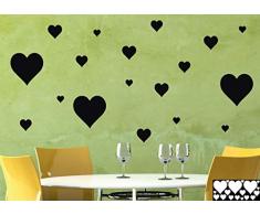 Kleb-drauf 18 Herzen/Schwarz - glÃ¤nzend - Aufkleber zur Dekoration von WÃ¤nden, Glas, Fliesen