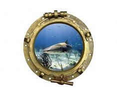 Graz Design 721041_40 Wandsticker Wandtattoo Wandaufkleber Wohnzimmer Bullauge Meer Wasser Hai (Größe=43x40cm)