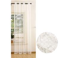 Gardine Netzvorhang mit Ösen einfarbig transparent Deko Vorhang Netz Struktur 245x140 Natur, 20352