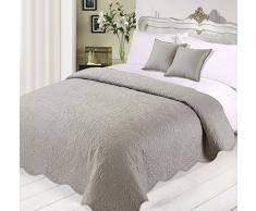 Dreamscene Tagesdecke Tröster Luxuriös gesteppt Kissen-Set, Polyester, silber, 3-teilig