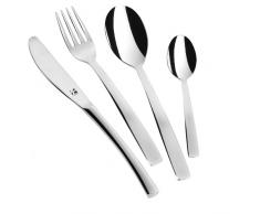 Kuppels SOUL Besteck-Set für 6 Personen, rostfrei, poliert & spülmaschinenfest, Messer mit Wellenschliff, Essbesteck mit Aufbewahrungs-Box, 18/10 Edelstahl, 13/0 Klingenstahl, Silber, 30-teilig