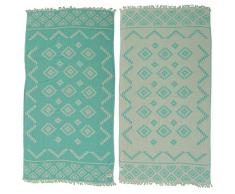 Bersuse 100 % Baumwolle – Teotihuacan türkisches Handtuch – Pestemal Badetuch – Aztekenmuster – zweischichtig, Öko-Tex – 94 x 178 cm, mintgrün