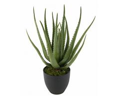 Flair Flower Kunst Blumen, Künstliche Pflanzen Aloe im Topf, Kunstpflanze, Kunststoff, Grün, 56 x 20 x 20 cm