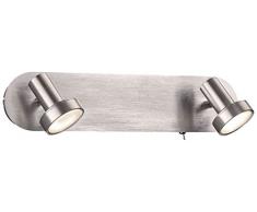 Trio LED Deckenleuchte, 36 x 12 cm, A+ inklusive eingebauten 2 x 5 W SMD-LED, Aluminium gebürstet 829370205