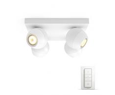 Philips Hue LED 4-er Spot Buckram inkl. Dimmschalter, dimmbar, alle Weißschattierungen, steuerbar via App, weiß, kompatibel mit Amazon Alexa (Echo, Echo Dot)
