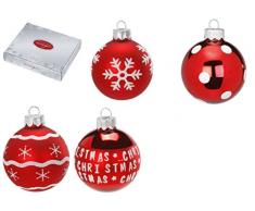 Inge-glas 4605H612-MO dekorierte Glaskugeln, 60 mm, 12 Stück/Box, Rot, 4 verschiedene Dekore