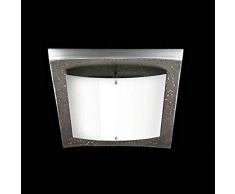 Fischer & Honsel Deckenleuchte, Glas, dunkelbraun/aluminium, 42 x 38 x 8,2 cm