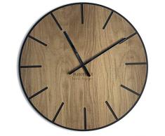FLEXISTYLE Groß wanduhr ohne tickgeräusche Wood Art Schwarz 60cm, Wohnzimmer, Schlafzimmer, in EU hergestellt