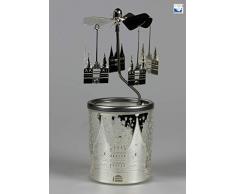 Kerzenfarm Hahn Glaskarussell Teelichthalter Windlicht 84379 Motiv LÜBECK Größe 16 x 6 x 6 cm Glaskarussel, Glas, Silber, 6 cm