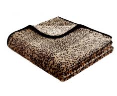 Biederlack Wohn- und Kuscheldecke, 85 % Polyacryl (Dralon), Veloursband-Einfassung, 150 x 200 cm, Braun, De Luxe Schneeleopard, 147938
