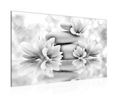 Bild Blumen Feng Shui Wandbild Vlies - Leinwand Bilder XXL Format Wandbilder Wohnzimmer Wohnung Deko Kunstdrucke Grau 1 Teilig - MADE IN GERMANY - Fertig zum Aufhängen 505814c