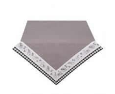 Clayre & Eef LIF03 Tischdecke 100% Baumwolle 130 * 180 cm Grau/Weiss BlÃ¤ter & EichhÃ¶rnchen Design
